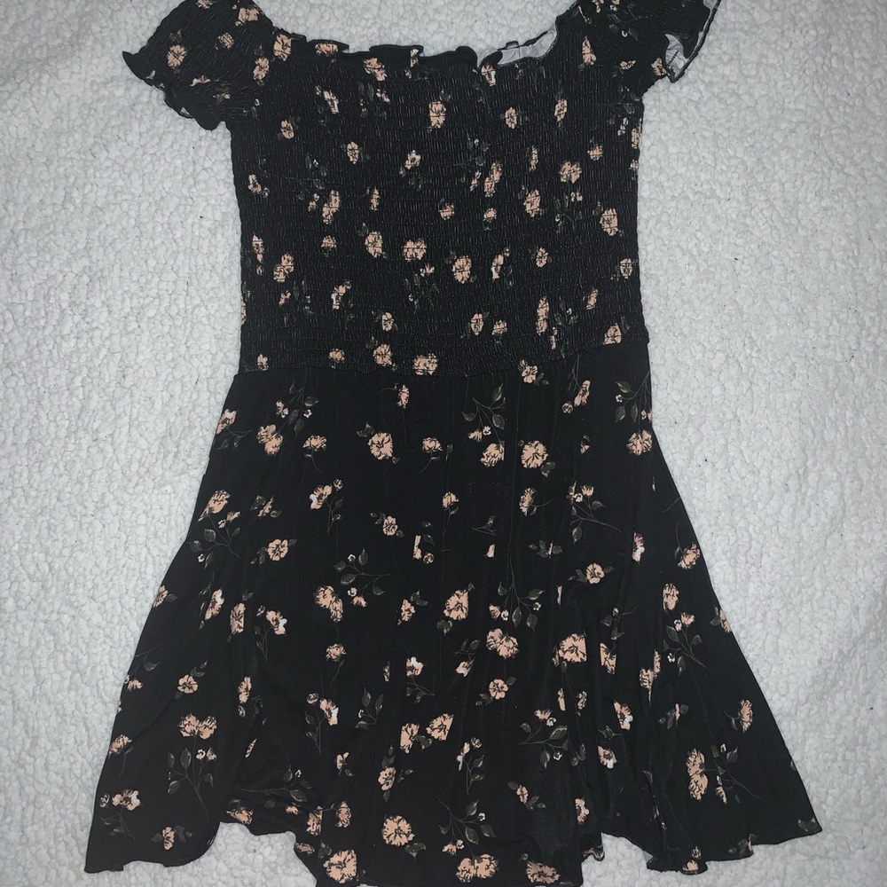 black floral off the shoulder romper
